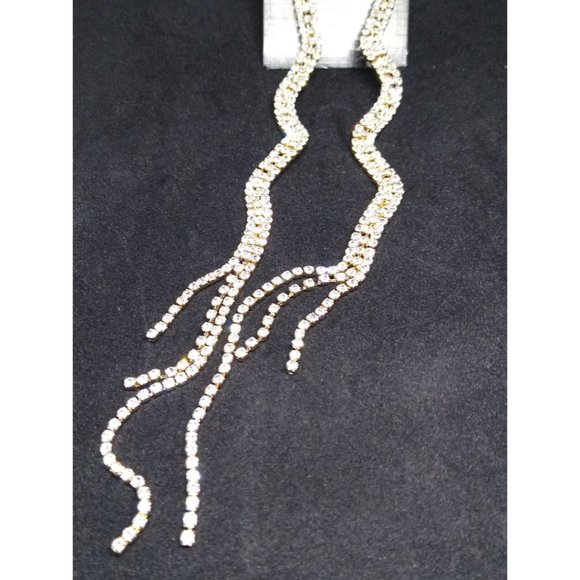 Long Rhinestone Fringe Statement Earrings … - Picture 3 of 5